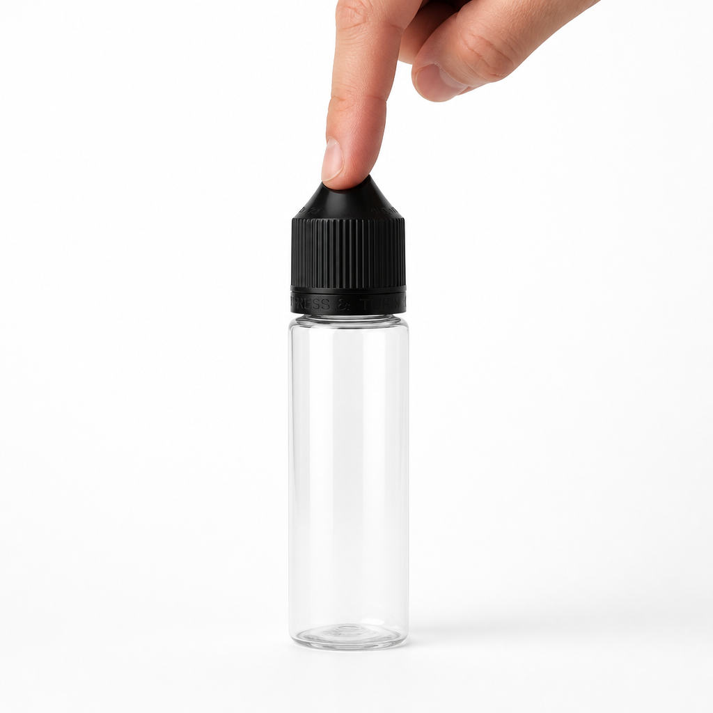How to open a Chubby Gorilla unicorn bottle: press the child-resistant cap down before turning