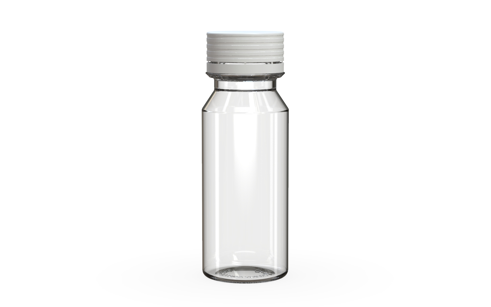 Spiral CR - Shot Bottle 60ML - Clear Natural with Opaque White Cap Clear Natural / Opaque White