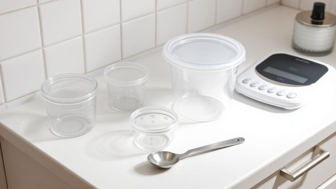 Chubby Gorilla containers next to a scale to check how many grams fit